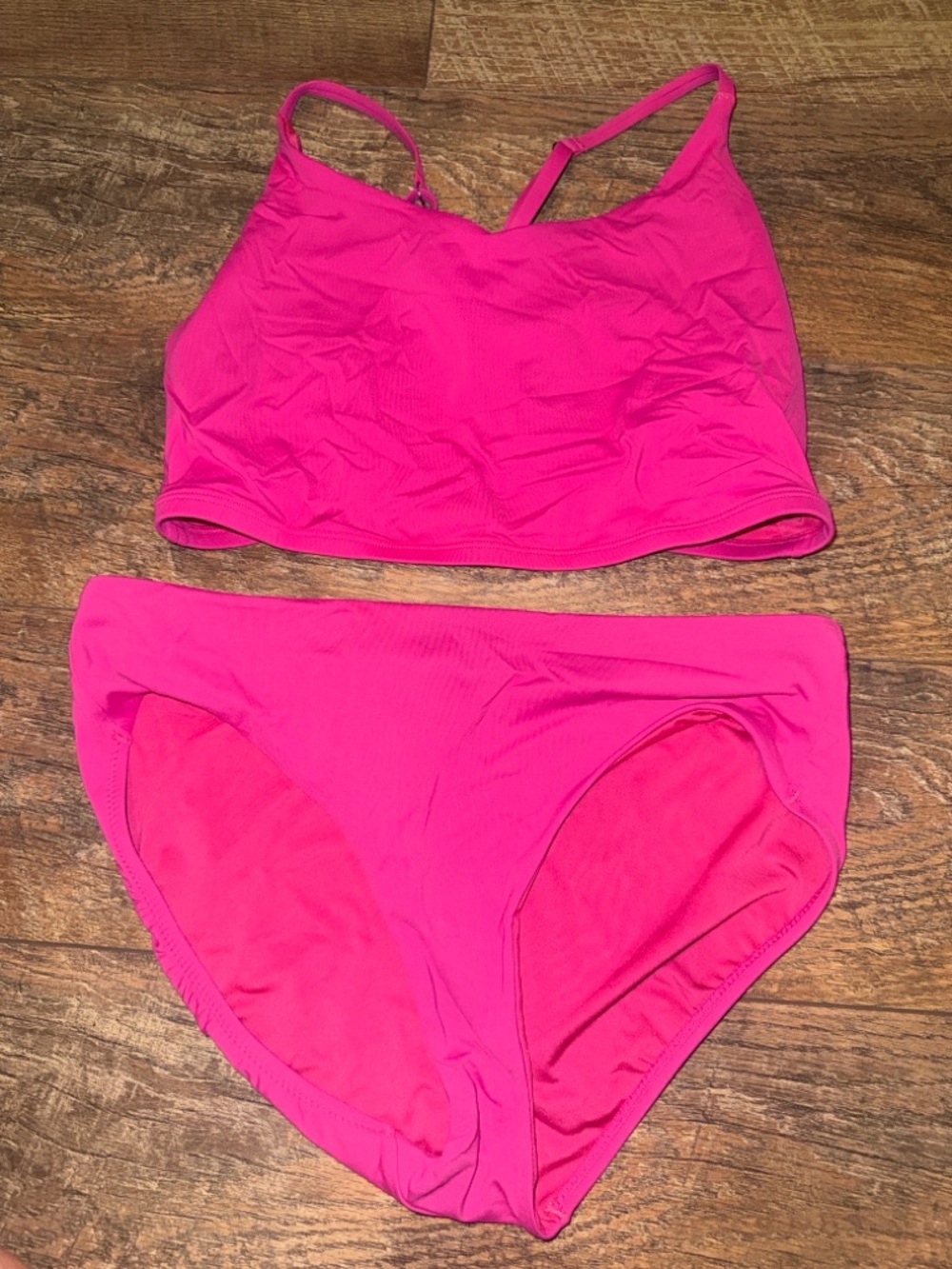 Athleta Hot Pink Scoop Crop Bikini Top & High Waist Bottom